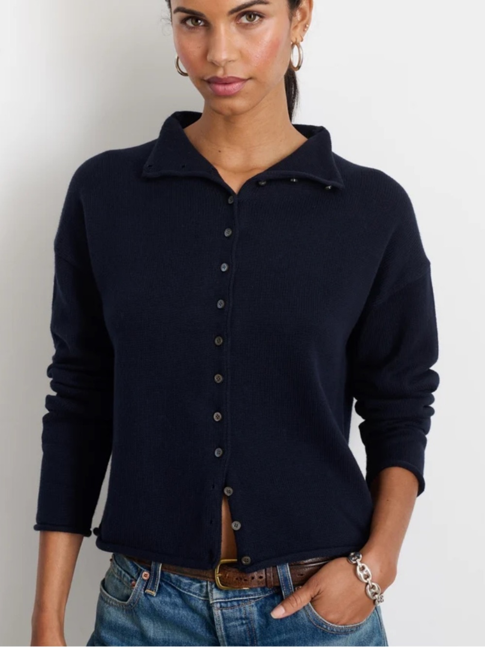 Alex Mill Taylor cardigan cotton/cashmere navy size small